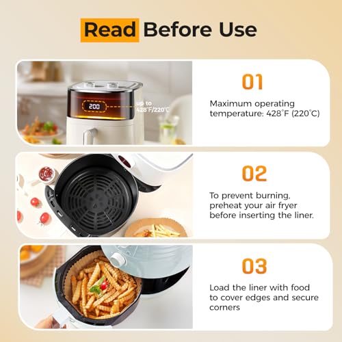 Air Fryer Liners 205 Pcs 8 Inch Disposable Non-Stick Paper For 5-8 Qt Basket
