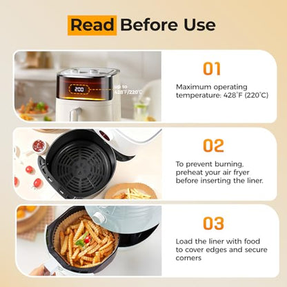 Air Fryer Liners 205 Pcs 8 Inch Disposable Non-Stick Paper For 5-8 Qt Basket
