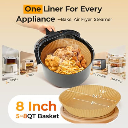 Air Fryer Liners 205 Pcs 8 Inch Disposable Non-Stick Paper For 5-8 Qt Basket