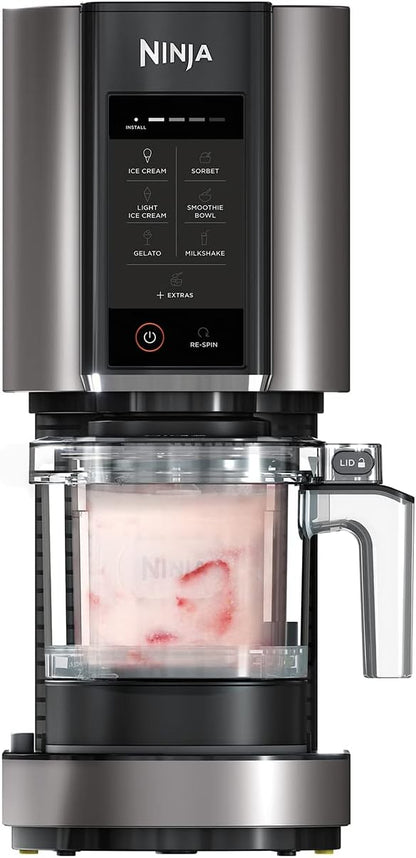 Ice Cream Maker 1.4L 7 Programs Makes Gelato Sorbet Smoothie Bowl Black Silver