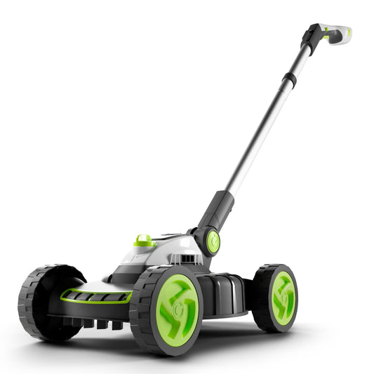 Cordless Electric Lawnmower 25cm 10in 5200RPM 18V 30 Mins Runtime Grey Green White