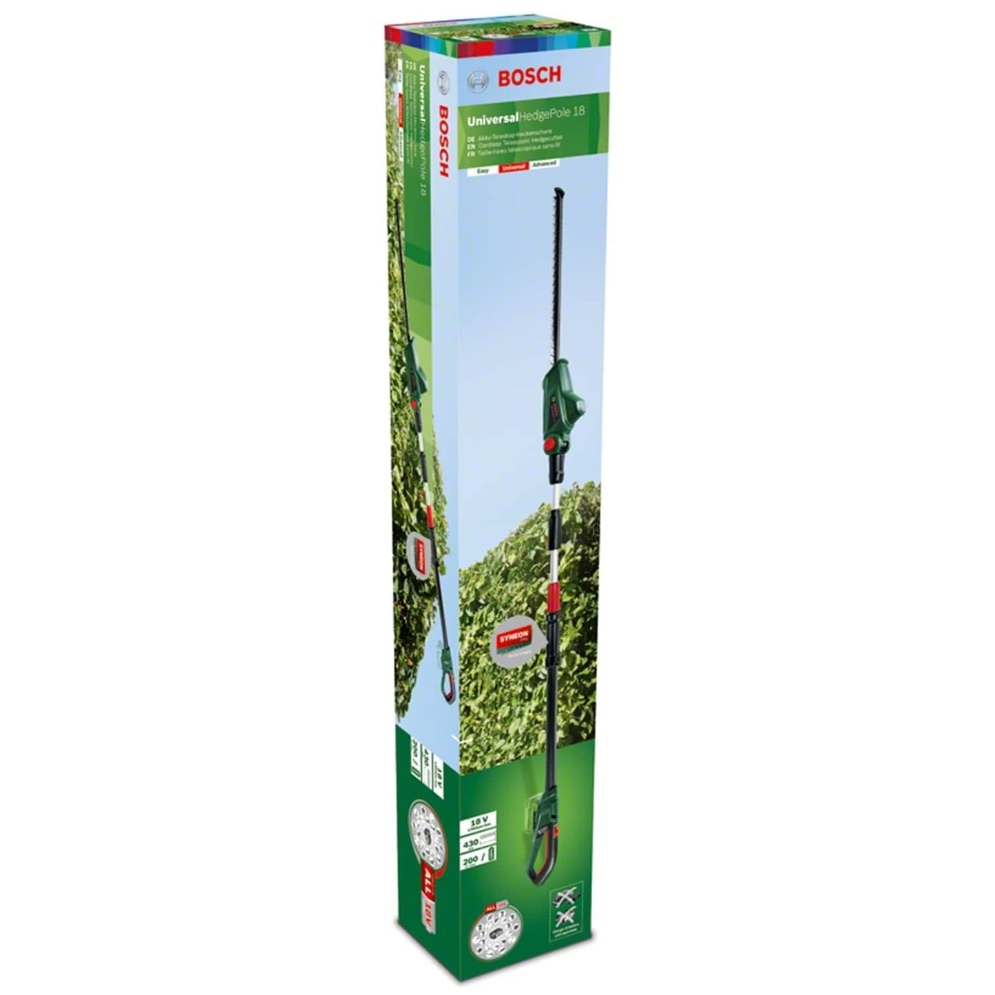 Telescopic Hedge Trimmer 18V Cordless 135° Pivoting Head Green