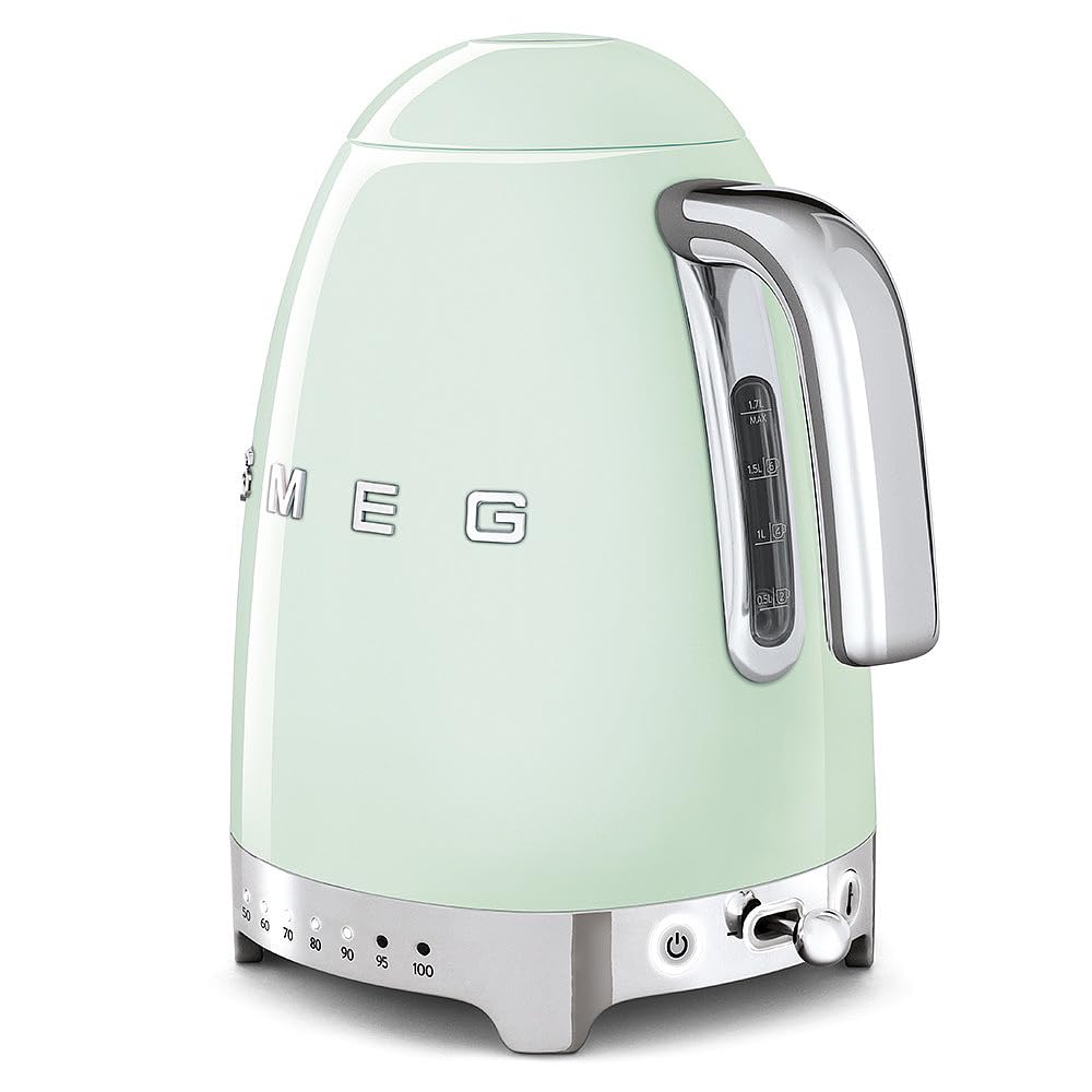 Kettle 1.7L 3kW Acoustic Alarm Pastel Green & Toaster 4 Slice 2kW Pastel Green