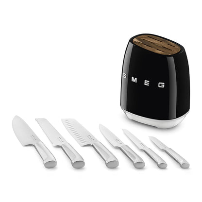 Knife Block Set With Integrated Sharpener 6-Piece Stainless Steel Black