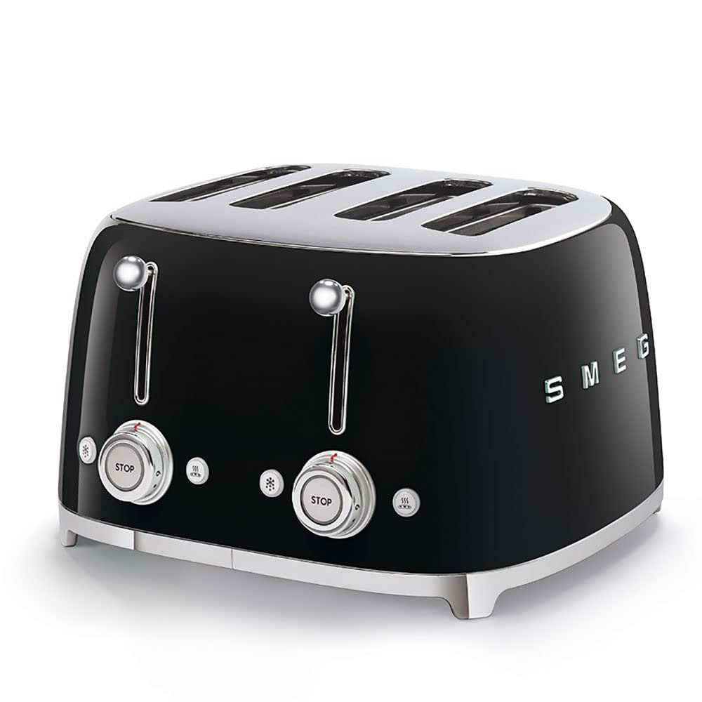 50'S Style Retro Range Breakfast Set 0.8L 1400W Mini Kettle And 4-Slice 2000W Toaster Black