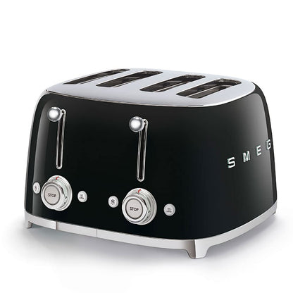 50'S Style Retro Range Breakfast Set 0.8L 1400W Mini Kettle And 4-Slice 2000W Toaster Black