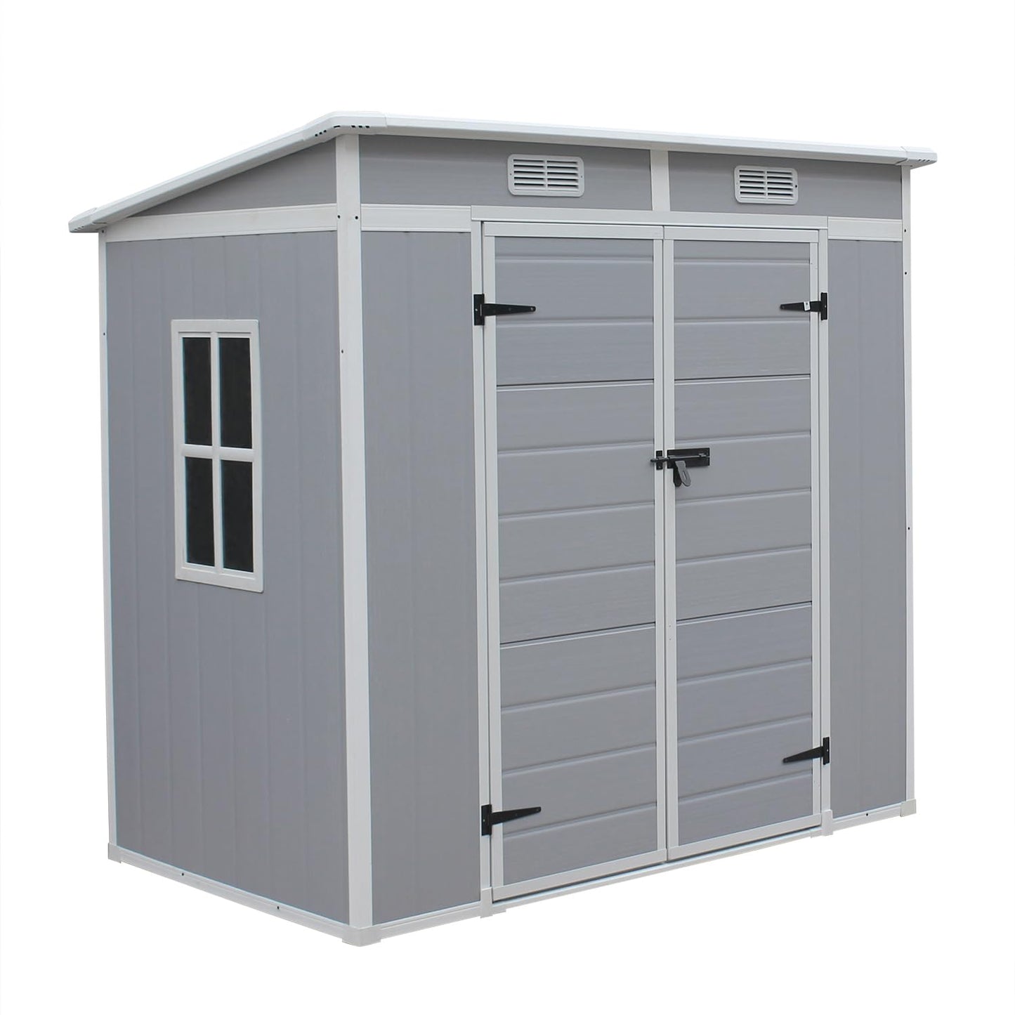 Outdoor Garden Storage Shed 6 X 4 Ft Grey Plastic Aluminium Frame