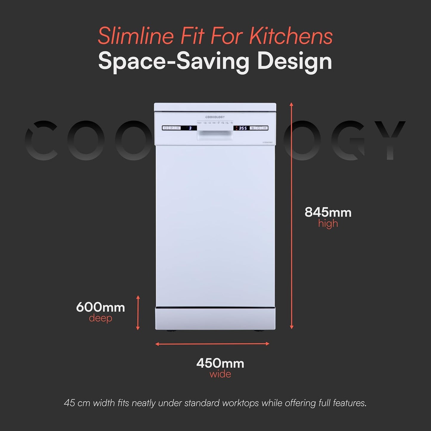 Freestanding Dishwasher 10 Place Settings 45cm White
