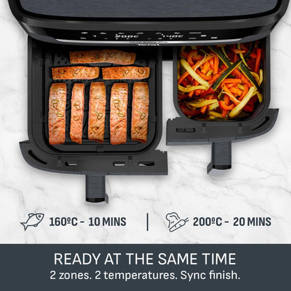 Dual Air Fryer 11L 8 In 1 2700W Touchscreen Java-Grey