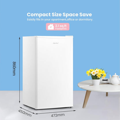 Under Counter Fridge 93L Cooler Box Interior Light Reversible Door White