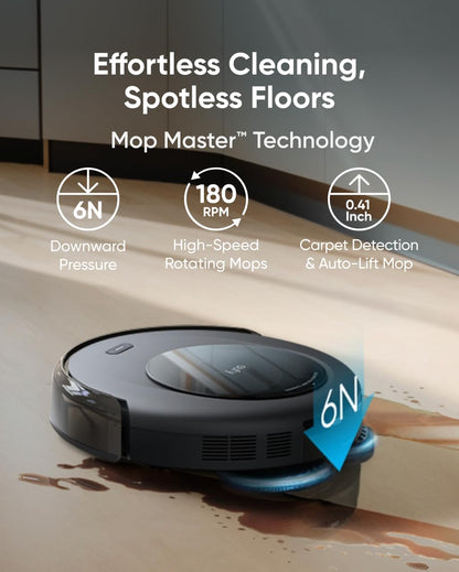 Robot Vacuum Cleaner With Mop 7000Pa Suction Ultra-Slim Black