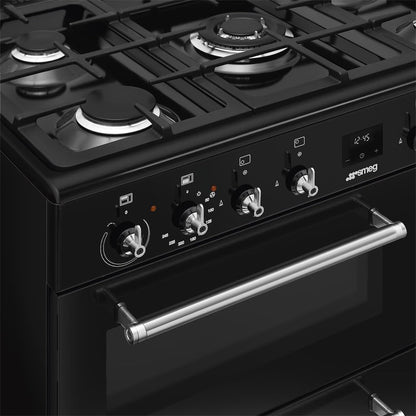 90cm Dual Fuel Range Cooker 61L Fan Convection Black