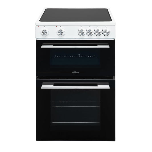 Freestanding Electric Cooker 68L Twin Cavity Ceramic Hob 4 Zones White