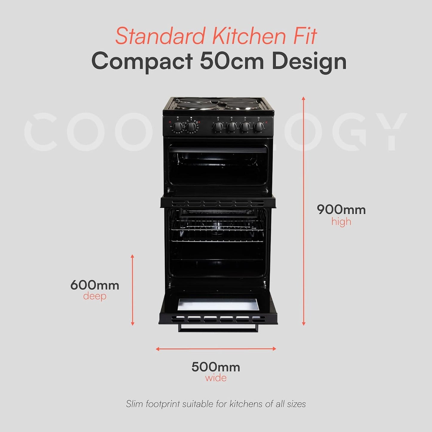 Electric Twin Cavity Cooker 93L 4 Zone Solid Plate Hob Black