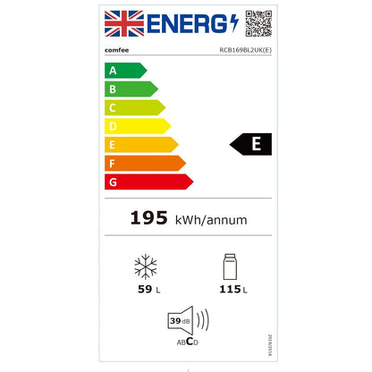 Freestanding Fridge Freezer 174L Low Frost Adjustable Thermostat LED Black