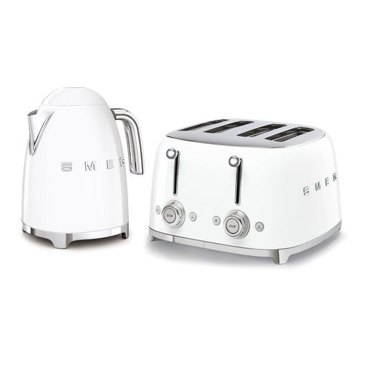 Retro Style Kettle And Toaster Set 1.7L 3000W 4-Slice 2000W White