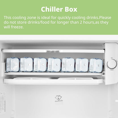 Under Counter Fridge 93L Retro Chiller Box Adjustable Thermostat White