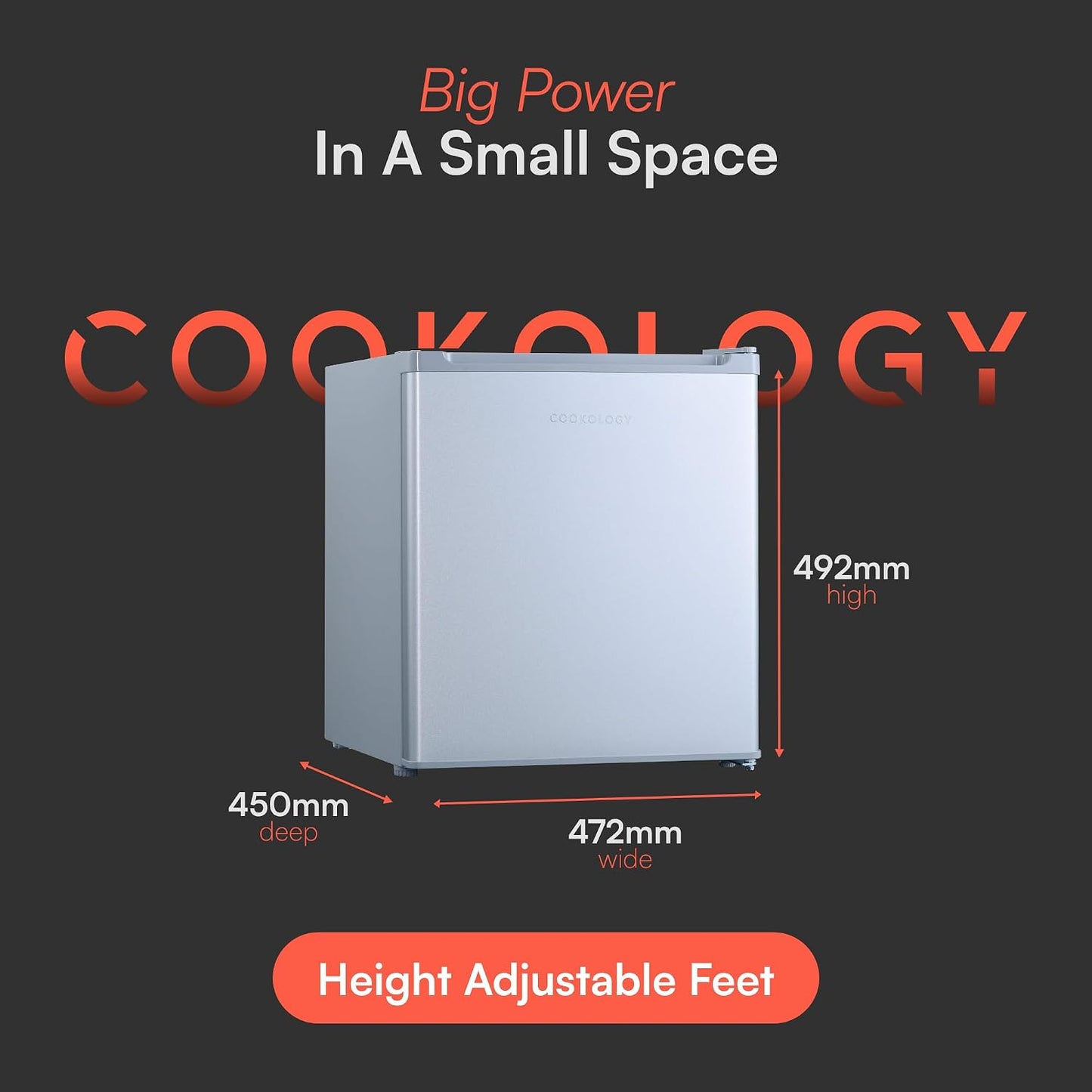 Freestanding Freezer 32L Reversible Door Silver