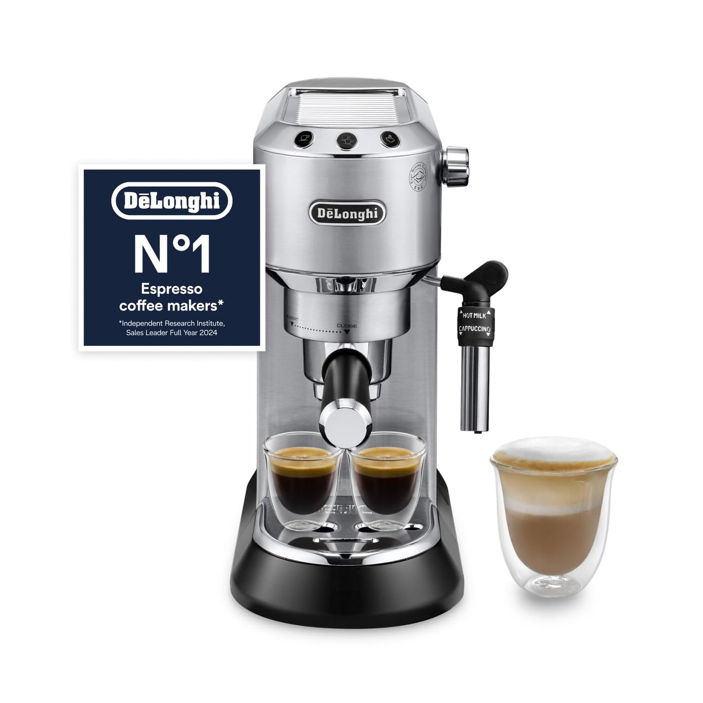 Traditional Pump Espresso Machine 15 Bar Milk Frother Silver