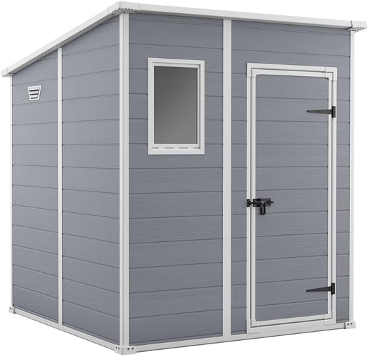 Garden Storage Shed 6 X 6 Ft Grey Resin Single Door