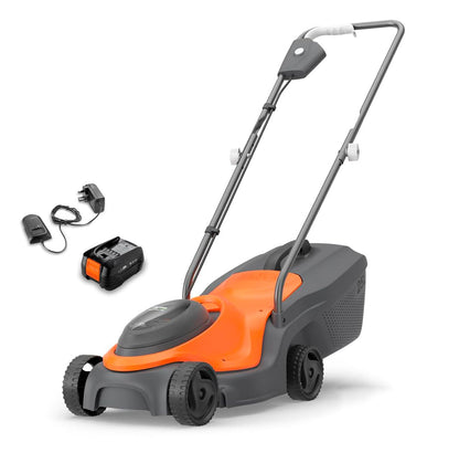 Cordless Lawn Mower 32cm Cutting Width 4 Height Settings 30-60mm 18V 4.0Ah Orange