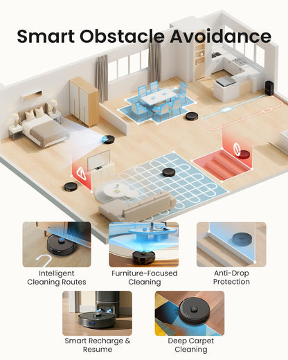 Robot Vacuum Cleaner 5300Pa LiDAR Navigation Auto-Empty Black