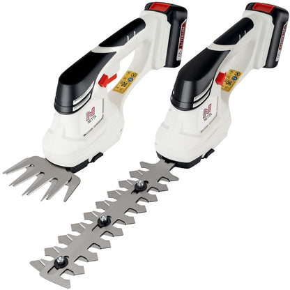 2-in-1 Cordless Hedge Trimmer & Grass Shear 7.2V 1500mAh 17cm Blade Black White