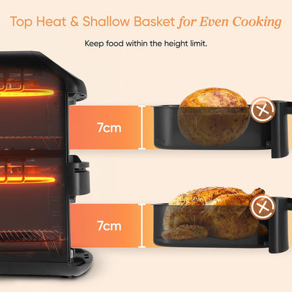 Freestanding Double Stack Airfryer 8.6L 2630W 6 Functions Black