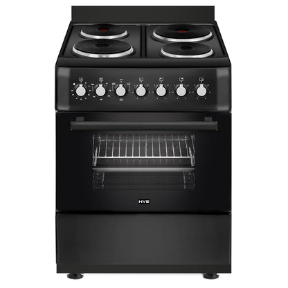 Electric Cooker 62L Oven 4 Hotplates Freestanding 60cm Matte Black