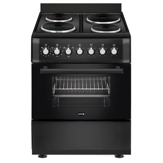 Electric Cooker 62L Oven 4 Hotplates Freestanding 60cm Matte Black