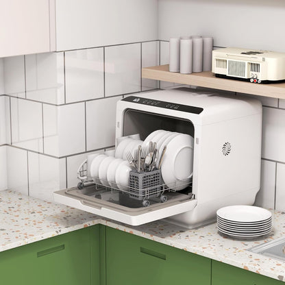 Table Top Dishwasher 6L Built-In Tank 4 Place Settings Touch Control White