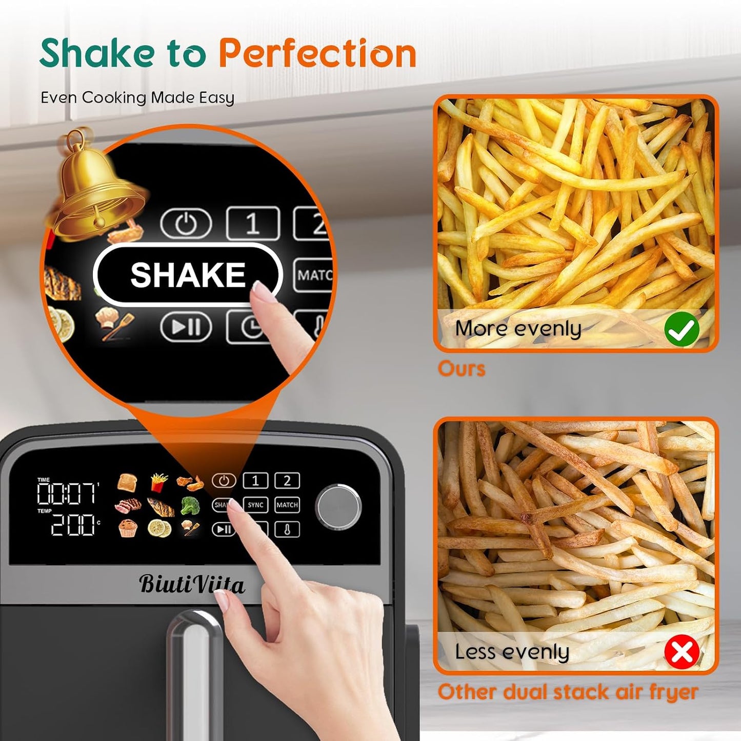 Freestanding Double Stack Airfryer 10L 2400W 9 Functions Black
