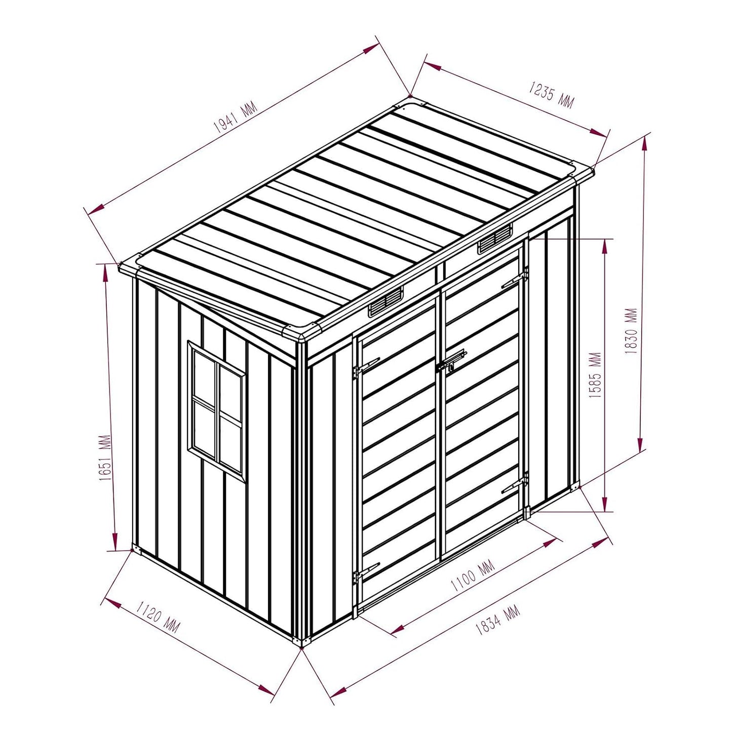 Outdoor Garden Storage Shed 6 X 4 Ft Grey Plastic Aluminium Frame