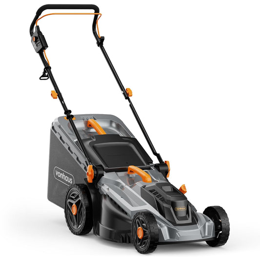 Corded Electric Hover Lawn Mower 1800W 43cm 52L 5 Heights Orange Grey