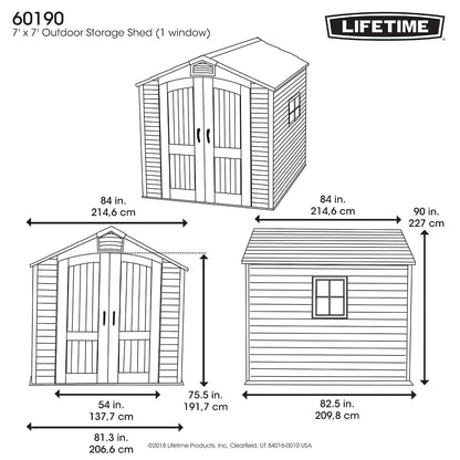 Outdoor Garden Storage Shed 7 X 7 Ft Beige Plastic Steel Frame