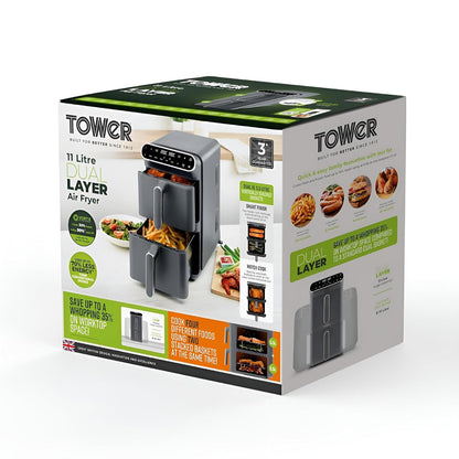 Dual Stack Air Fryer 11L 2460W 6 Presets Graphite