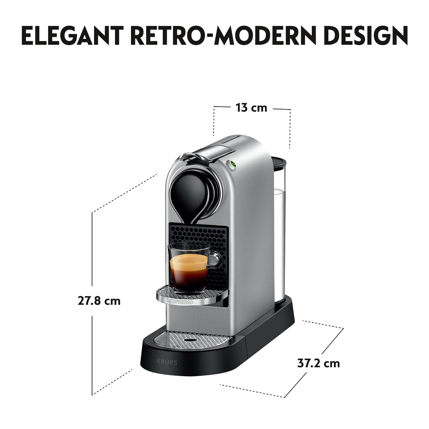 Automatic Pod Coffee Machine 1260W 1L Removable Tank Silver