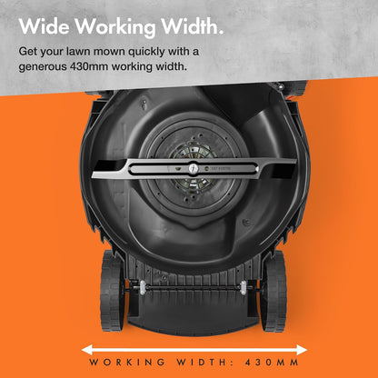 Corded Electric Hover Lawn Mower 1800W 43cm 52L 5 Heights Orange Grey