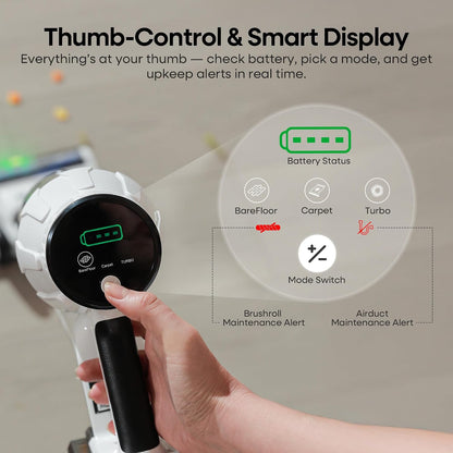 Cordless Stick Vacuum Cleaner 580W 48KPa Suction 65 Min White