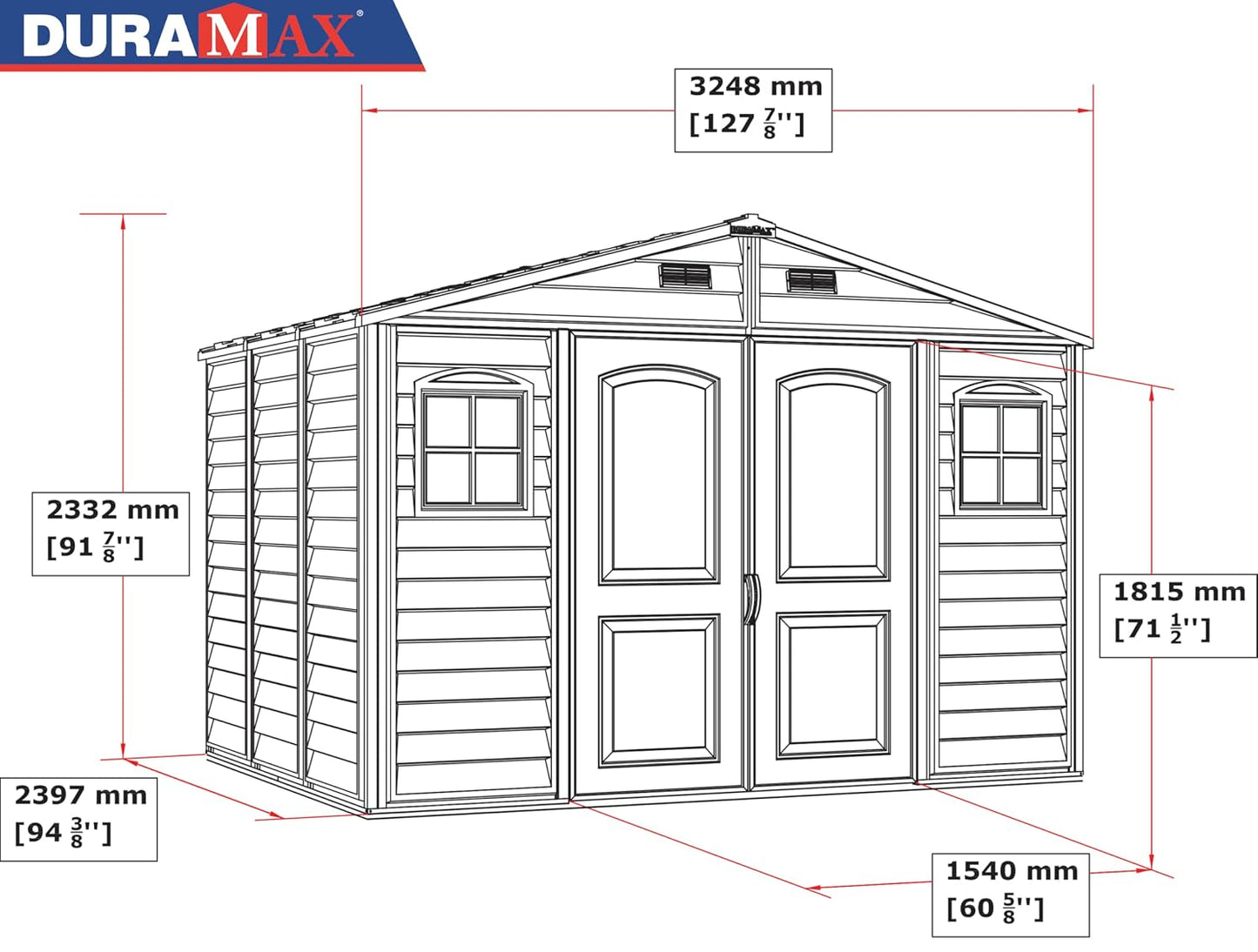 Plastic Garden Storage Shed 10 X 8 Ft Beige Brown Hinged Doors