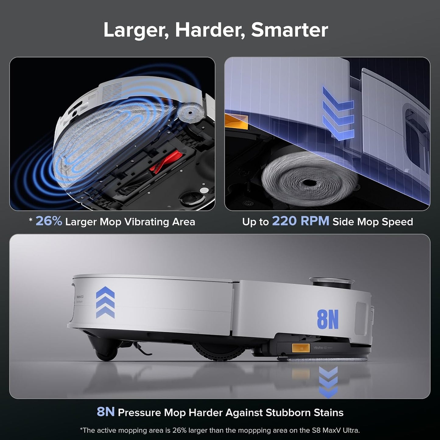 Robot Vacuum Cleaner 22,000 Pa 3.14-Inch Ultra Slim Zero-Tangling AI 3.0 Obstacle Avoidance White