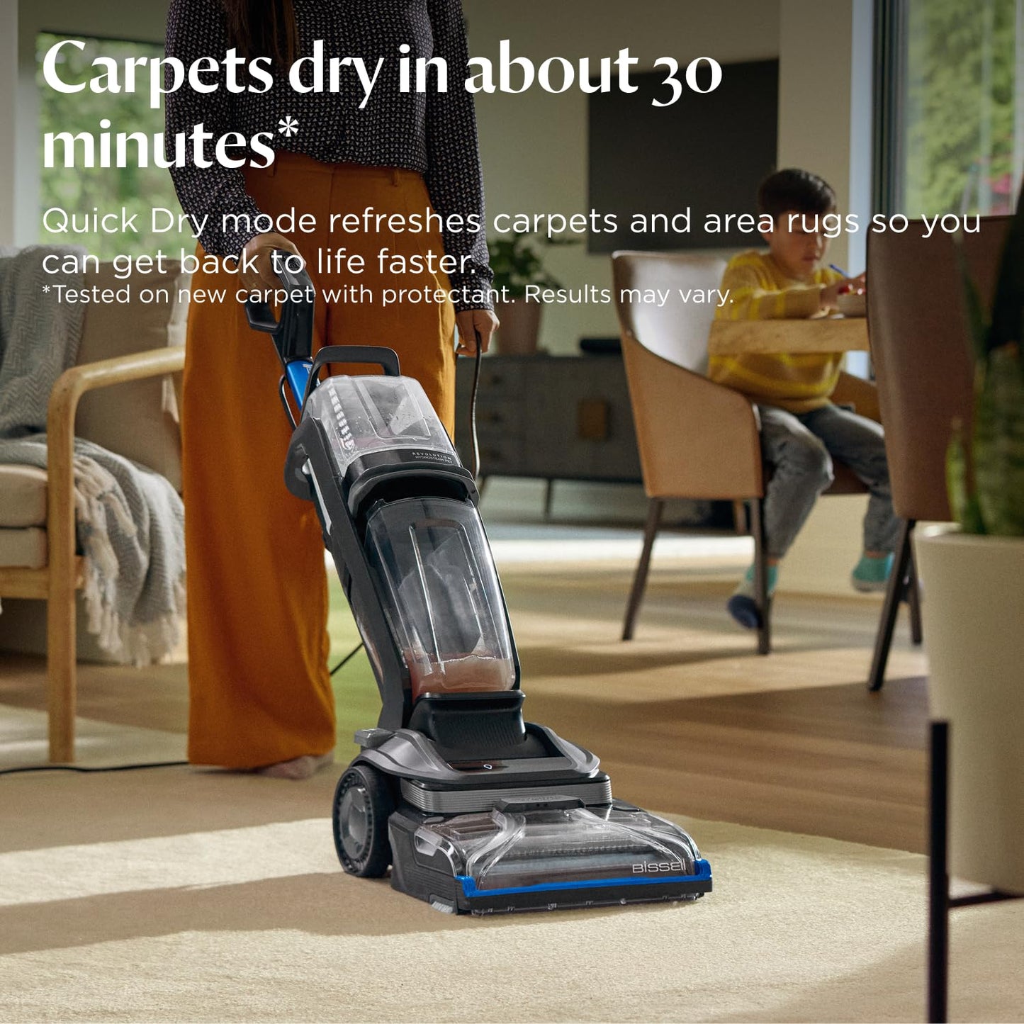 Carpet Cleaner Hydrosteam Technology 3.8L Quick Dry 30 Mins Titanium Blue