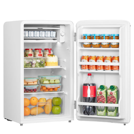 Under Counter Fridge 93L Retro Chiller Box Adjustable Thermostat White