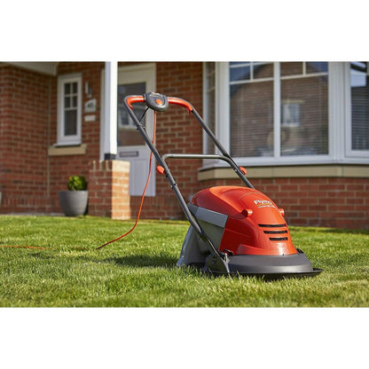 Hover Lawn Mower 25cm 1400W 15L Grass Box 4 Cutting Heights Orange Grey