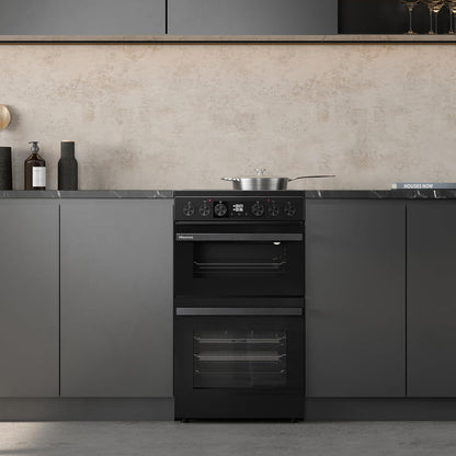 Electric Cooker 69L/43L Double Oven Air Fry Mode Ceramic Hob Black