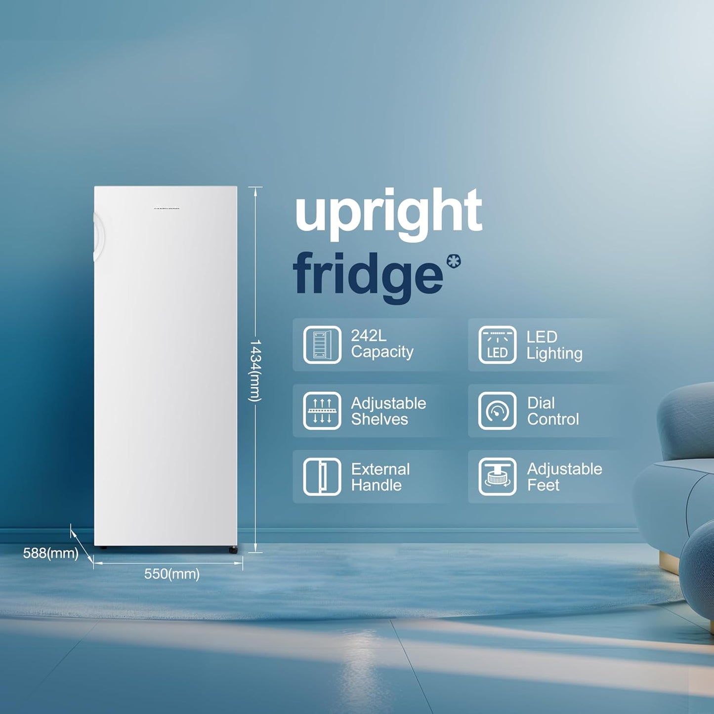 Freestanding Larder Fridge 242L 55cm White E Rated