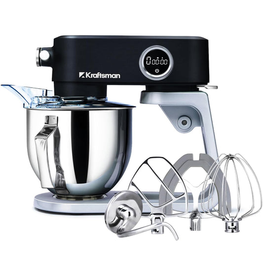 Stand Mixer 5L 8 Speeds Timer Stainless Steel Bowl Black