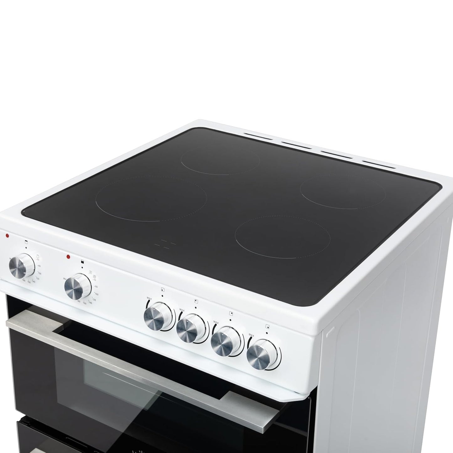 Freestanding Electric Cooker 68L Twin Cavity Ceramic Hob 4 Zones White