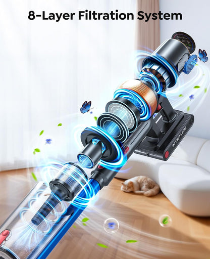 Cordless Stick Vacuum Cleaner 600W 50kPa Suction 65min Runtime Blue