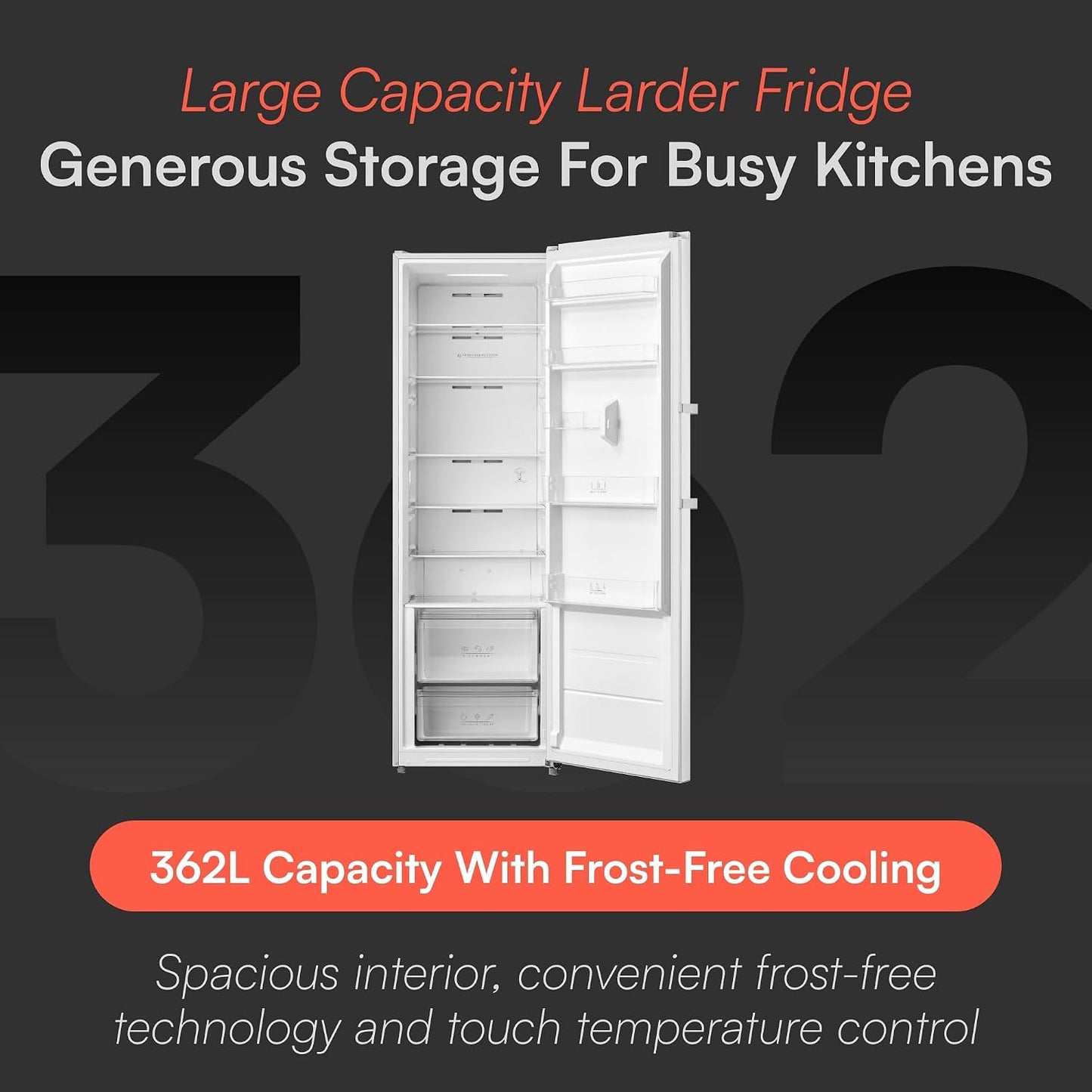 Freestanding Larder Fridge 362L Frost Free White
